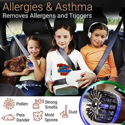 Car Air Purifier Ionizer - 12V Plug-in Ionic Anti-Microbial Car Deodorizer with Dual USB Charger - Smoke Smell, Pet and Food Odors, Allergens, Viruses Eliminator for Car (Matte Copper) - 3