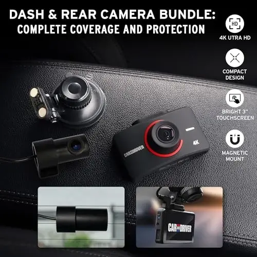 Car and Driver 4K UHD Car Camera - Dash Cam Front and Rear, 3