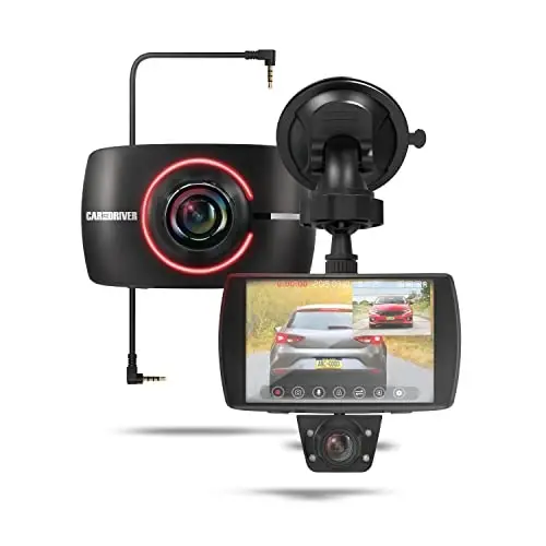 Car and Driver Full HD Dual-View Dash Cam, Front- and Rear-View System with Modular Camera, 150-Degree-Angle Lens, Night Vision, Collision Detection, and G-Sensor - 1