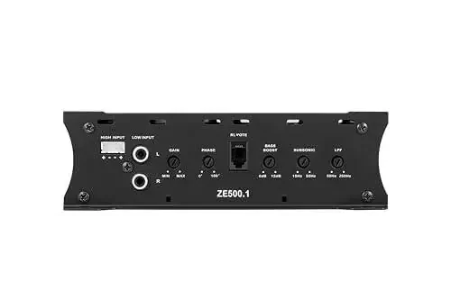 Car Audio Amplifier ZE500.1 1000W Monoblock Class D MOSFET Subwoofer Audio, 1-4 Ohm Stable, Low Pass Crossover, MOSFET Power Supply, Stereo - 4