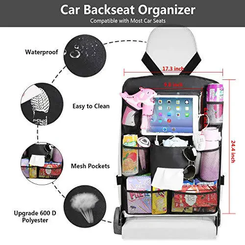 Car Backseat Organizer with Tablet Holder and 8 Storage Pockets - 2