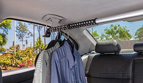 Car Clothes Hanger Bar Auto Rod Automobile Hanging Coat Rack for Garment Cloths - Best for Travel Back-Seat Laundry Wardrobe Vehicle Clothing in Cars Truck RV SUV Hook Hangers - Expandable 36