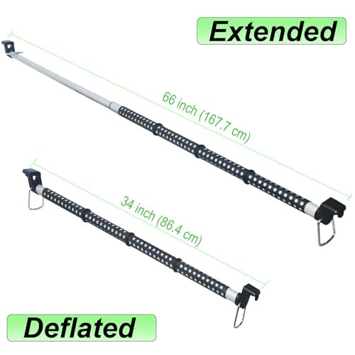 Car Clothes Hanger Bar, Heavy Hooks Hangers Rod Extend to 66 inches Universal Fit Cars Truck SUV Van RV Road Travelers (Black Hooks) - 5