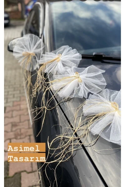 Car Convoy Decoration Tulle Design 12 Pieces Wedding Convoy - ASİMEL TASARIM (1)