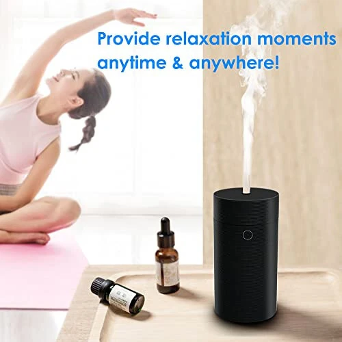 Car Diffuser for Essential Oils, Car Air Fresheners Fragrance Humidifiers, USB Powered Portable Cool Mist Ultrasonic Humidifiers for Car Home Office Bedroom (Plain Black) - AoMck