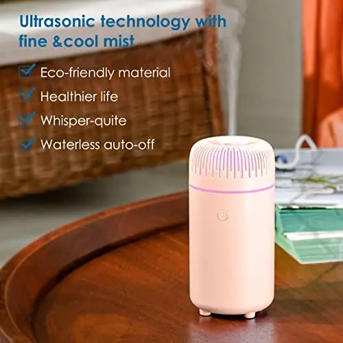 Car Diffuser Humidifier USB Aromatherapy Essential Oil Air Freshener USB Cool Mist Mini Portable Diffuser for Car Home Office Bedroom (Pink) - 5
