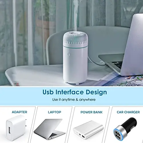 Car Diffuser Humidifier USB Aromatherapy Essential Oil Air Freshener USB Cool Mist Mini Portable Diffuser for Car Home Office Bedroom (White) - 4
