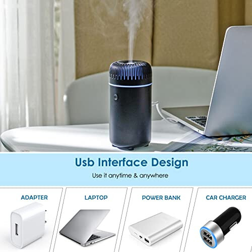 Car Diffuser Humidifier USB Aromatherapy Essential Oil Diffuser Car Air Freshener Diffuser USB Cool Mist Mini Portable Diffuser for Car Home Office Bedroom (Black) - 4