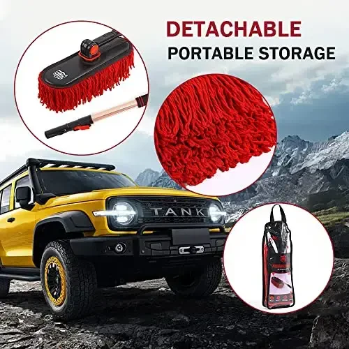 Car Duster-Erkaklar va ayollar uchun Rojdestvo paypoqlari sovg'alari-Mumli paxta sochlari, tirnalishsiz sayohatbop avto tozalagich, yuk mashinasi, SUV, RV va mototsikl - Uzaytiriladigan dastasi, tuk yo'q, plyajda sayohat uchun zarur narsalar - 6