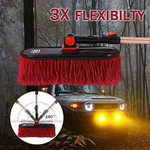Car Duster-Erkaklar va ayollar uchun Rojdestvo paypoqlari sovg'alari-Mumli paxta sochlari, tirnalishsiz sayohatbop avto tozalagich, yuk mashinasi, SUV, RV va mototsikl - Uzaytiriladigan dastasi, tuk yo'q, plyajda sayohat uchun zarur narsalar - 3