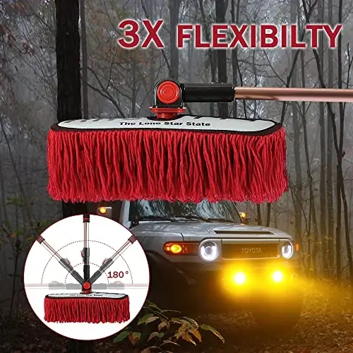 Car Duster Exterior Scratch Free Extendable Handle,Wax Cotton Hair Auto Brush Kit for Truck,SUV,RV and Motorcycle,Duster for Cleaning，No Lint（The Long Star State Designer License Plate） - 3
