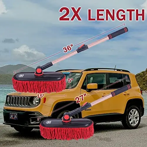 Car Duster-Stocking Stuffers Gifts for Men Women-Wax Cotton Hair, Scratch-Free Travel-Friendly Auto Cleaner, Truck, SUV, RV & Motorcycle - Extendable Handle, No Lint，Beach Travel Essentials - 2
