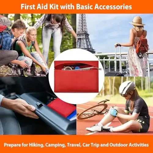 Car emergency kit with air compressor, roadside emergency car kit for vehicles, auto truck with jumper cables, winter car safety kit with folding shovel, car repair tool set, first aid kit, blanket, tow rope. - 5