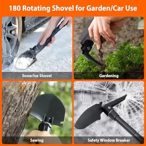 Car emergency kit with air compressor, roadside emergency car kit for vehicles, auto truck with jumper cables, winter car safety kit with folding shovel, car repair tool set, first aid kit, blanket, tow rope. - 6