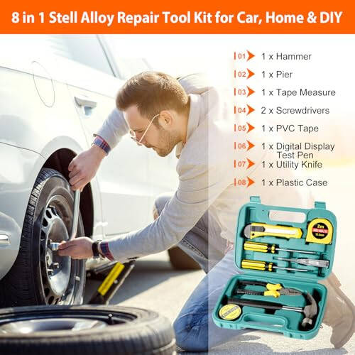 Car Emergency Kit with Air Compressor,Roadside Emergency Car Kit for Vehicles Auto Truck with Jumper Cables,Winter Car Safety Kit with Folding Shovel Car Repair Tool Set First Aid Kit Blanket Tow Rope - 4