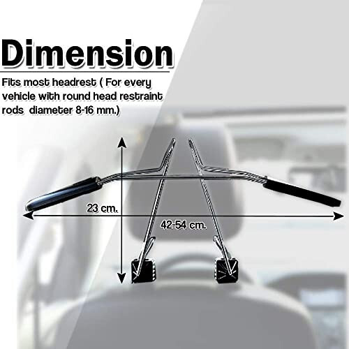 Car Expandable Clothes Hanger Bar by Zone Tech and Zone Tech Chrome Headrest Car Hanger for Jacket Suit Coat - 7