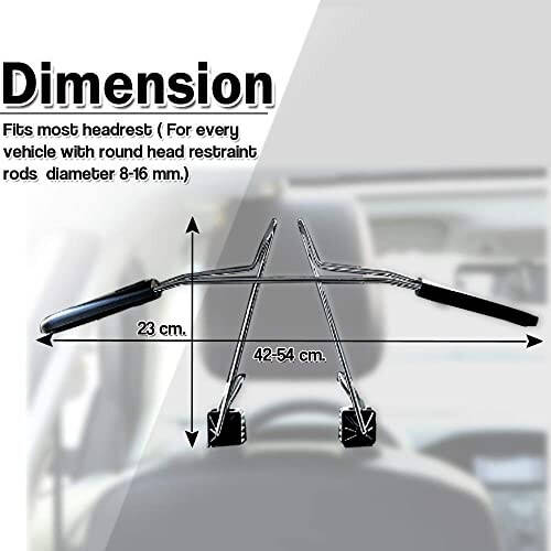 Car Expandable Clothes Hanger Bar by Zone Tech and Zone Tech Chrome Headrest Car Hanger for Jacket Suit Coat - 7