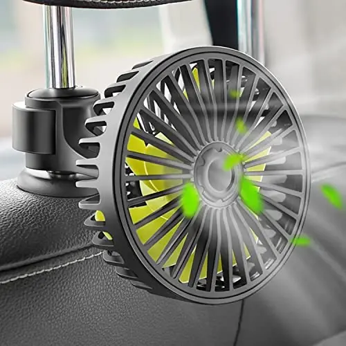 Car Fan for Backseat, USB Powered Car Rear Seat Headrest Fan, 3 Speeds and 360 Degree Rotatable Cooling Fan, Powerful Air Circulation Fan for Sedan, SUV, RV, Pickup, Truck, Van, Golf Vehicles and Boat 