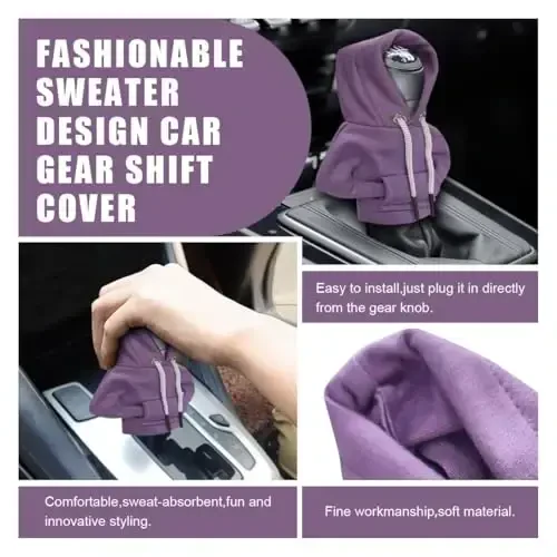 Car Gear Shift Hoodie, Modaga mos Gear Shift Knob Cover, Avtomatik Shifter uchun Mini Hoodie, Avto Interyer uchun Chiroyli Gadjetlar, Universal Avtomobil Dekoratsiya Aksesuarlari - 4