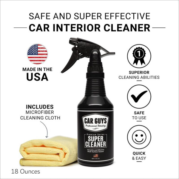 CAR GUYS Super Cleaner | Effective Car Interior Cleaner | Leather Car Seat Cleaner | Stain Remover for Carpet, Upholstery, Fabric, and Much More! | 18 Oz Kit - 2