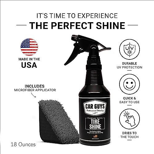 CAR GUYS Tire Shine Spray | The Perfect Shine | Durable and User Friendly Tire Dressing | Long Lasting UV Protection | 18 Oz Kit with Applicator Pad - 2