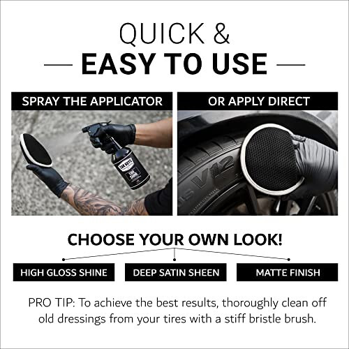 CAR GUYS Tire Shine Spray | The Perfect Shine | Durable and User Friendly Tire Dressing | Long Lasting UV Protection | 18 Oz Kit with Applicator Pad - 3