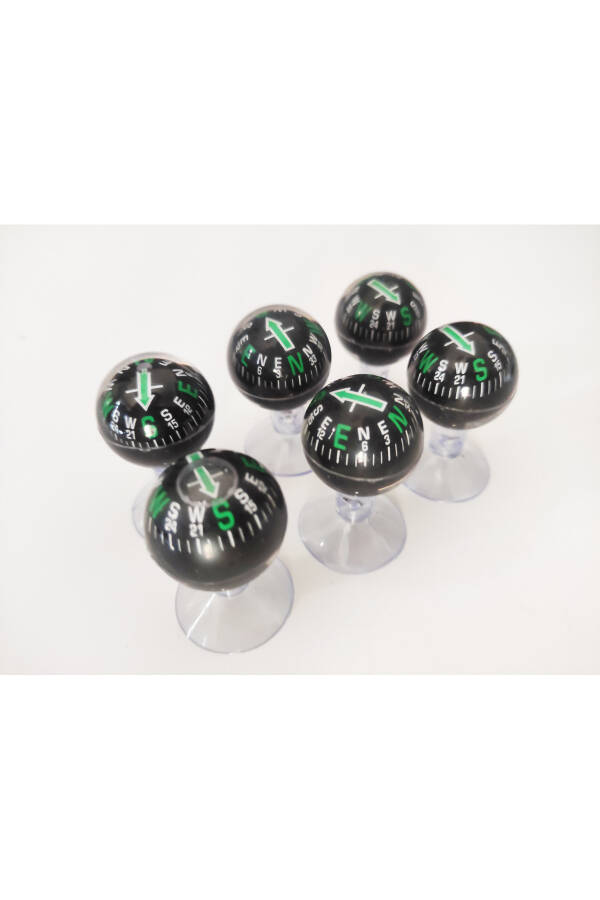 Car Interior Suction Cup Black Mini 6 Pack Compass Set 28mm - 3