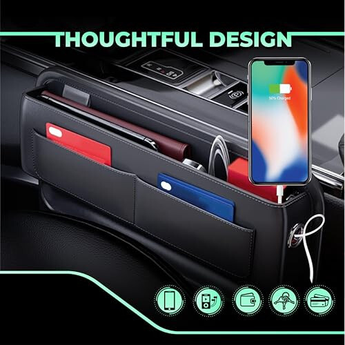 Car-Organizer with Seat Gap Filler - Multi-Functional Car Seat Gap Filler Organizer, Car Storage Organizer, Seat Side Storage Box, Car Gap Filler, Seat Gap Storage Box for Enhanced Car Organization - 4