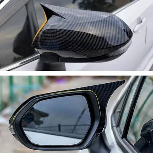 Car Ox Horn Side Rearview Mirror Cover Wing Mirror Protect Decorate Covers Auto Exterior Decoration Accessories for Toyota Corolla 2020 2021 2022 2023 2024 (Carbon Fiber Color) - 3