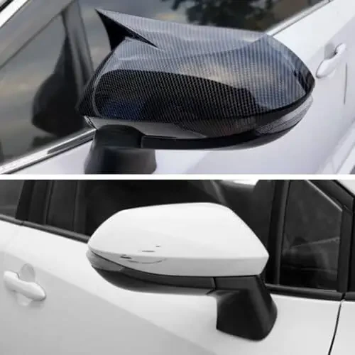 Car Ox Horn Side Rearview Mirror Cover Wing Mirror Protect Decorate Covers Auto Exterior Decoration Accessories for Toyota Corolla 2020 2021 2022 2023 2024 (Carbon Fiber Color) - 4