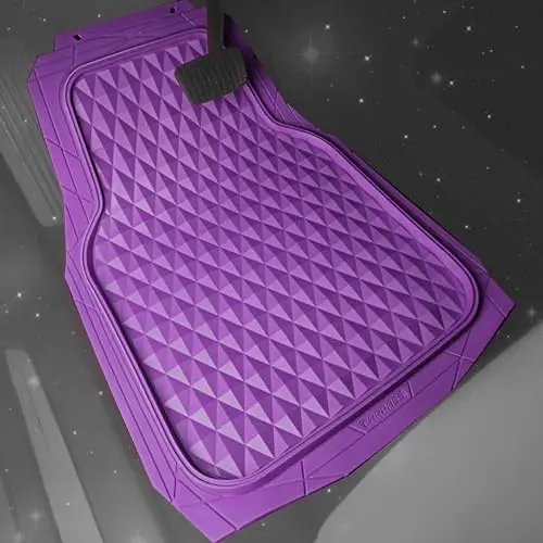 CAR PASS Heavy Duty Rubber Purple Car Floor Mats & Cargo Liners, Deep Dish All-Weather Trunk Mats Durable Anti-Slip 3D Rhombus Waterproof Trim to Fit Liner Universal Fit Auto,Sedan,SUV,Truck, Purple - 2