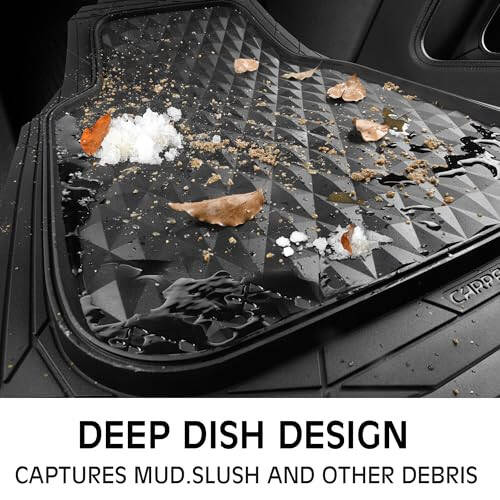 CAR PASS Heavy Duty Rubber Car Mats, Deep Dish All-Weather Floor Mat for Car Full Set Durable Anti-Slip 3D Rhombus Waterproof Trim to Fit Liner Universal Fit Automotive,Sedan,SUV,Truck, 3 Piece Black - 6