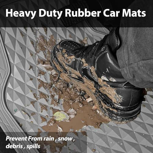 CAR PASS Heavy Duty Rubber Car Mats, Gray Deep Dish All-Weather Car Floor Mat Full Set Durable Anti-Slip 3D Rhombus Waterproof Trim Fit Liner Universal Fit Automotive, Sedan, SUV, Truck, 3 Pcs Light Gray - 6