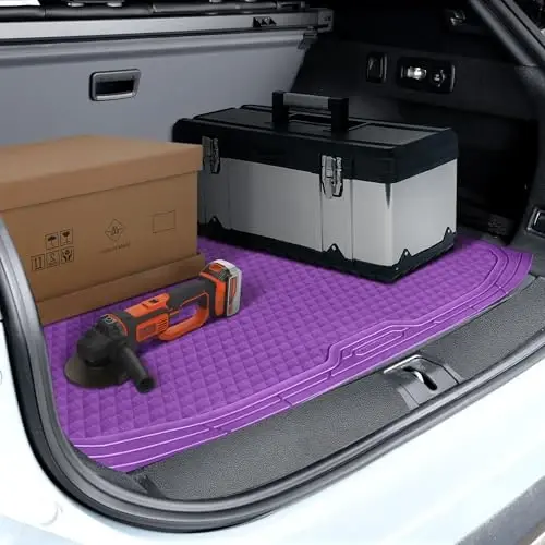 CAR PASS Heavy Duty Rubber Purple Car Floor Mats & Cargo Liners, Deep Dish All-Weather Trunk Mats Durable Anti-Slip 3D Rhombus Waterproof Trim to Fit Liner Universal Fit Auto,Sedan,SUV,Truck, Purple - 6