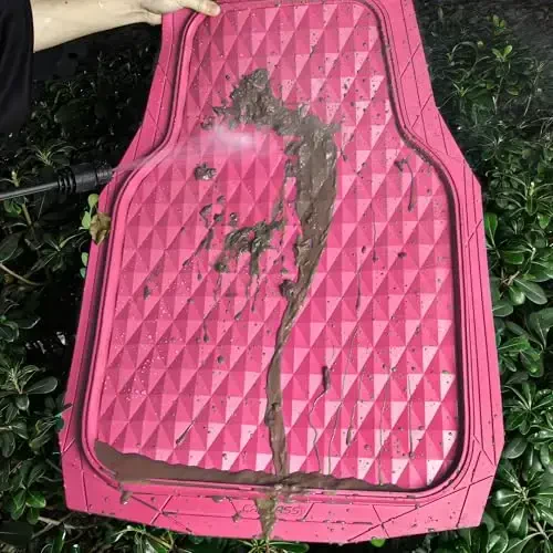 CAR PASS Heavy Duty Rubber Pink Car Floor Mats, Deep Dish All-Weather Full Set Durable Anti-Slip 3D Rhombus Waterproof Trim to Fit Liner Universal Fit Automotive,Sedan,SUV,Truck, 3 Pcs Hot Pink - 7