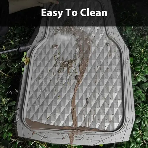 CAR PASS Yuqori yuk ko'taruvchi rezina avtomobil gilamlari, kulrang chuqur idishli har qanday ob-havo uchun avtomobil pol gilami to'plami Bardoshli sirpanishga qarshi 3D romb suv o'tkazmaydigan trim universal mos avtomobil, sedan, SUV, yuk mashinasi, 3 dona och kulrang - 7