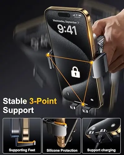 Car Phone Holder Car Universal Mobile Phone Holder 360° Rotatable Car Mobile Phone Holder Dashboard Windshield Air Vent Phone Holder Car for iPhone Android Smartphone - 5