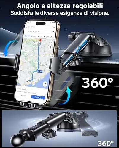 Car Phone Holder Car Universal Mobile Phone Holder 360° Rotatable Car Mobile Phone Holder Dashboard Windshield Air Vent Phone Holder Car for iPhone Android Smartphone - 6