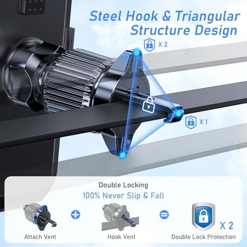 Car Phone Holder Mount, Super Stable Air Vent Cell Phone Car Mount with 2024 Newest Metal Hook Clip, 360° Rotation,One Button Release for iPhone, Samsung, Google, and All Other Smartphones - 3