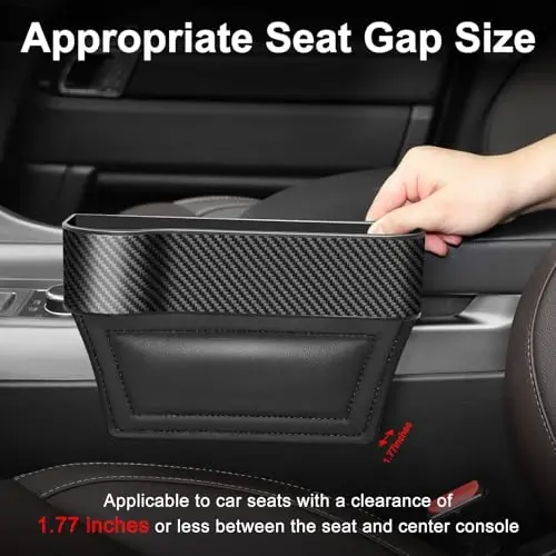 Car Seat Gap Filler Organizer, 2 Pack Multifunctional Auto Console Side Storage Box with Cup Holders 2 Seat Hooks for Drink, Car Organizer Front Seat for Holding Phone, Sunglasses - 3