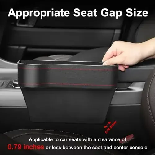 Car Seat Gap Filler Organizer, 2 Pack Multifunctional Car Seat Organizer, Auto Console Side Storage Box with Cup Holders 2 Seat Hooks for Drink, Car Organizer Front Seat for Holding Phone, Sunglasses - 6