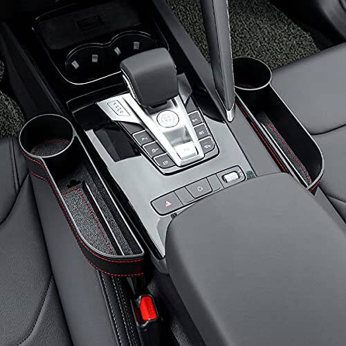 Car Seat Gap Filler Organizer Between Front seat car Organizer and Storage Box, Auto Premium PU Leather Console with Cup Holder, Car Pocket for Interior Essentials (for Passenger Side) - 5