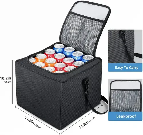 Car Trunk Organizer 110L, Collapsible Large Storage Box with Cooler Bag for Cars, Black - 4
