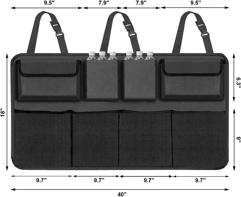 Car Trunk Organizer, Backseat Hanging Organizer with 8 Large Storage Bag Super Capacity -Trunk Organizer for SUV,Truck,Van -Your Space Saving Expert - SNUOPFY