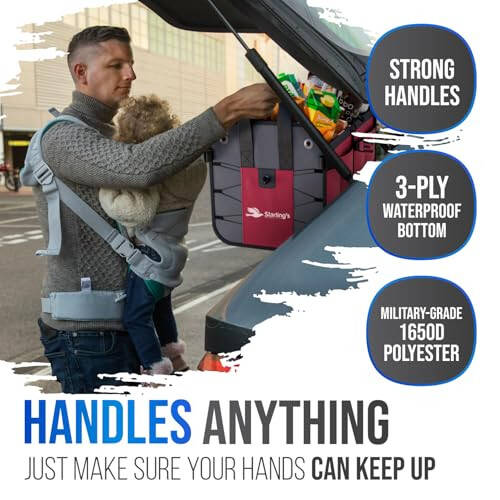 Car Trunk Organizer – Large Collapsible Storage Box with Adjustable Compartments – Heavy-Duty Cargo Organizer for SUV, Truck & Car – Non-Slip Waterproof Trunk Storage Bin for Groceries & Tools - 3