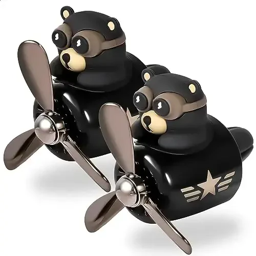 Car Vent Clip – Bear Pilot Propeller Car Decoration, Fun Rotating Design for Auto Interior, Easy to Install, 2.1”x2.5”x2.4” Compact Size, Cute Teddy Bear Gift Idea 