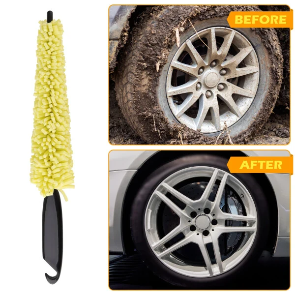 Car Wheel Tire Rim Brush, Rim Scrubber Supplies Cleaner Car Wash Equipment Cleaning Tools Duster Car Accessories for SUV Car Motorcycle - 5