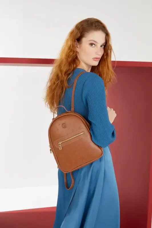 Caramel Print Women's Backpack 05PO22Y1541-Print Caramel - 1