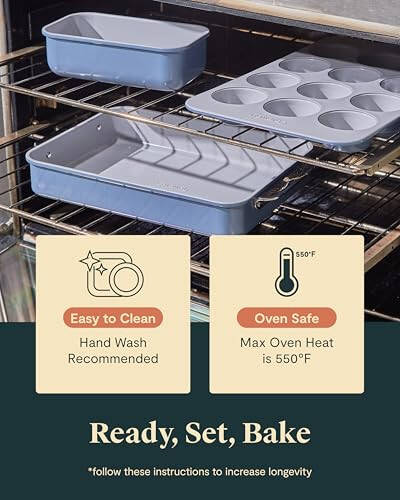 Caraway Nonstick Ceramic Bakeware Set (11 Pieces) - Baking Sheets, Assorted Baking Pans, Cooling Rack, & Storage - Aluminized Steel Body - Non Toxic, PTFE & PFOA Free - Perracotta - 4