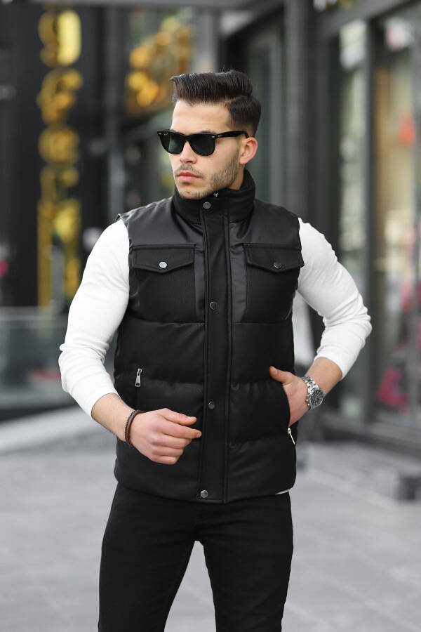 Carbon Leather Men's Padding Vest - 1